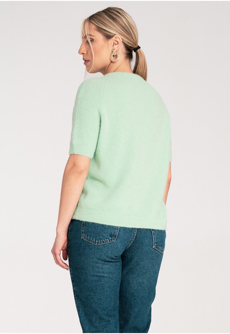 Figl Pulover dama - verde menta - maneca scurta - tricot -