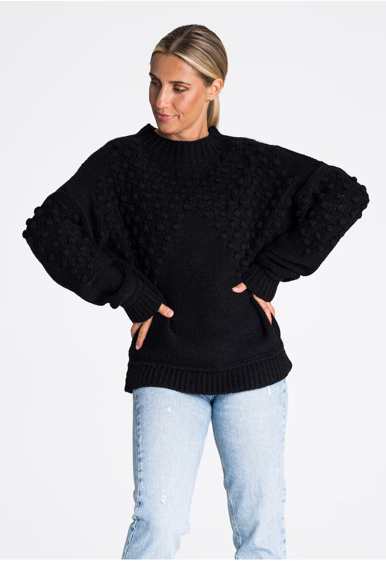 Figl Pulover oversize dama - model M982 - negru - acril 85% - nailon 15% -