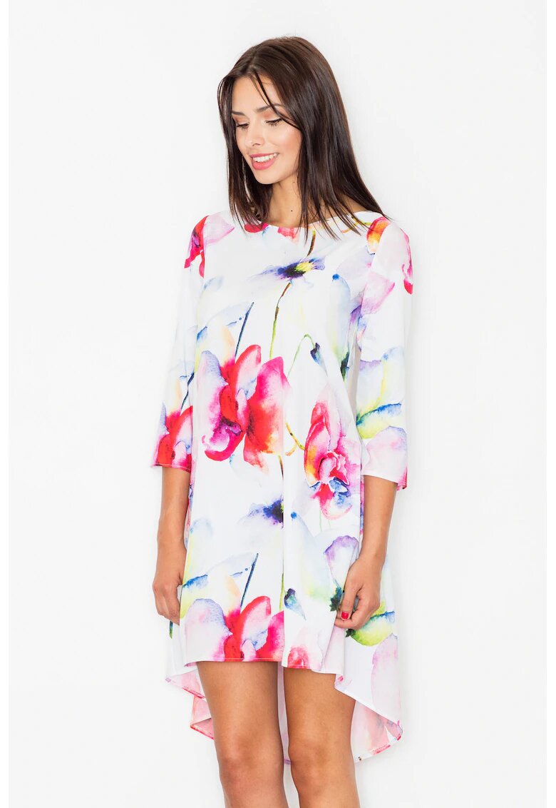 Figl Rochie asimetrica - florala - multicolor - poliester -