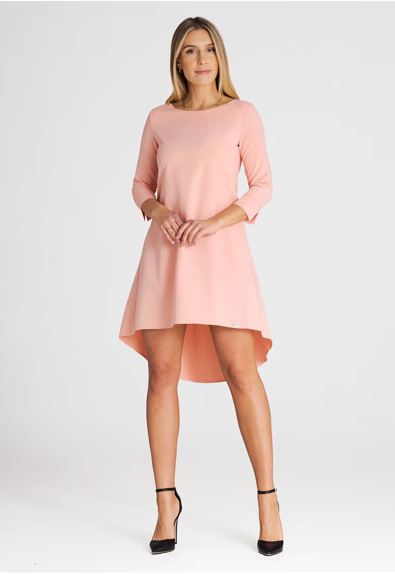 Figl Rochie asimetrica - maneca 3/4 - roz - poliester