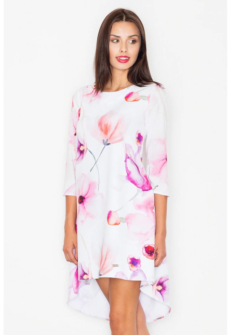 Figl Rochie - asimetrica - Poliester - florala - multicolor