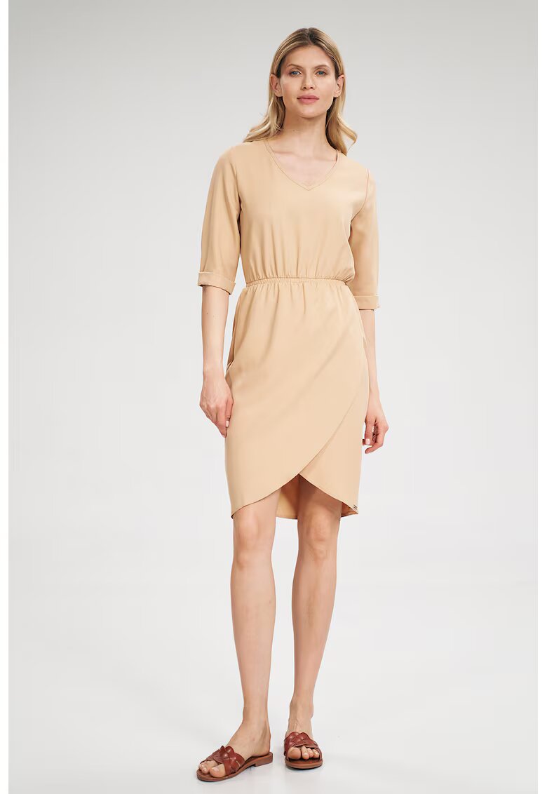Figl Rochie bej - maneci scurte - poliester - Bej