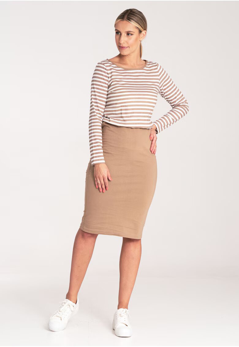 Figl Rochie bicolora M1057 - bej - material elastic - confortabil - bumbac