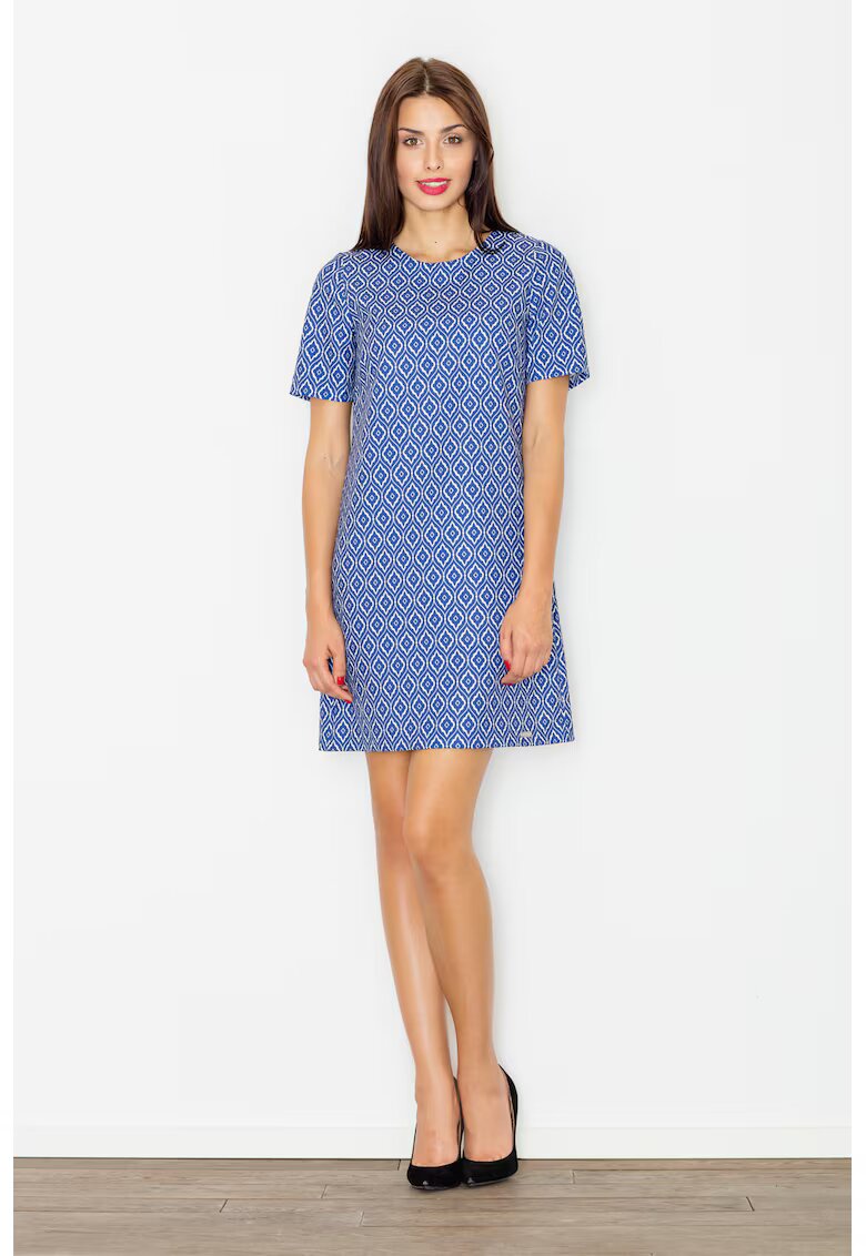 Figl Rochie bleumarin - model geometric - poliester