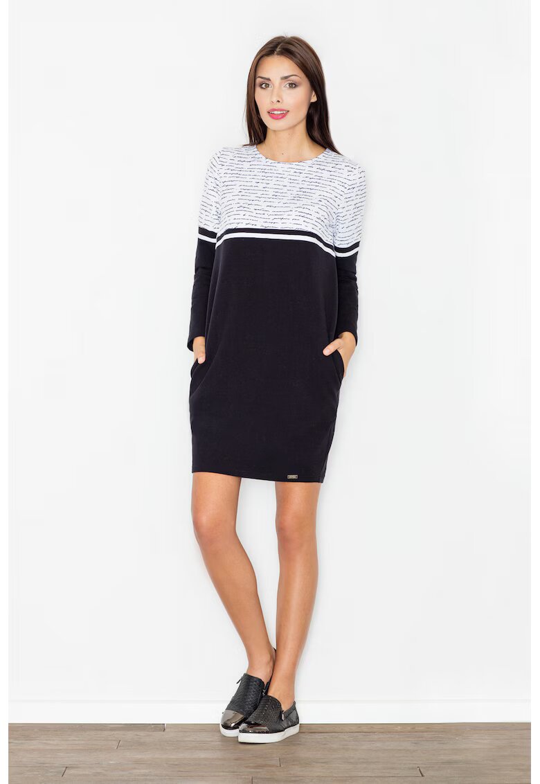 Figl Rochie bumbac - negru - cu buzunare