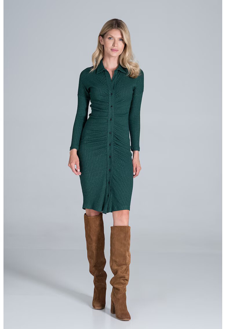 Figl Rochie camasa midi eleganta - viscoza