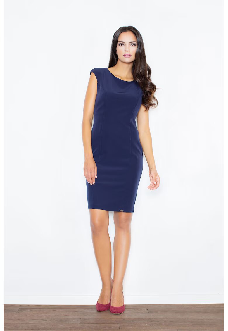 Figl Rochie creion bleumarin - eleganta - fara maneci - poliester -