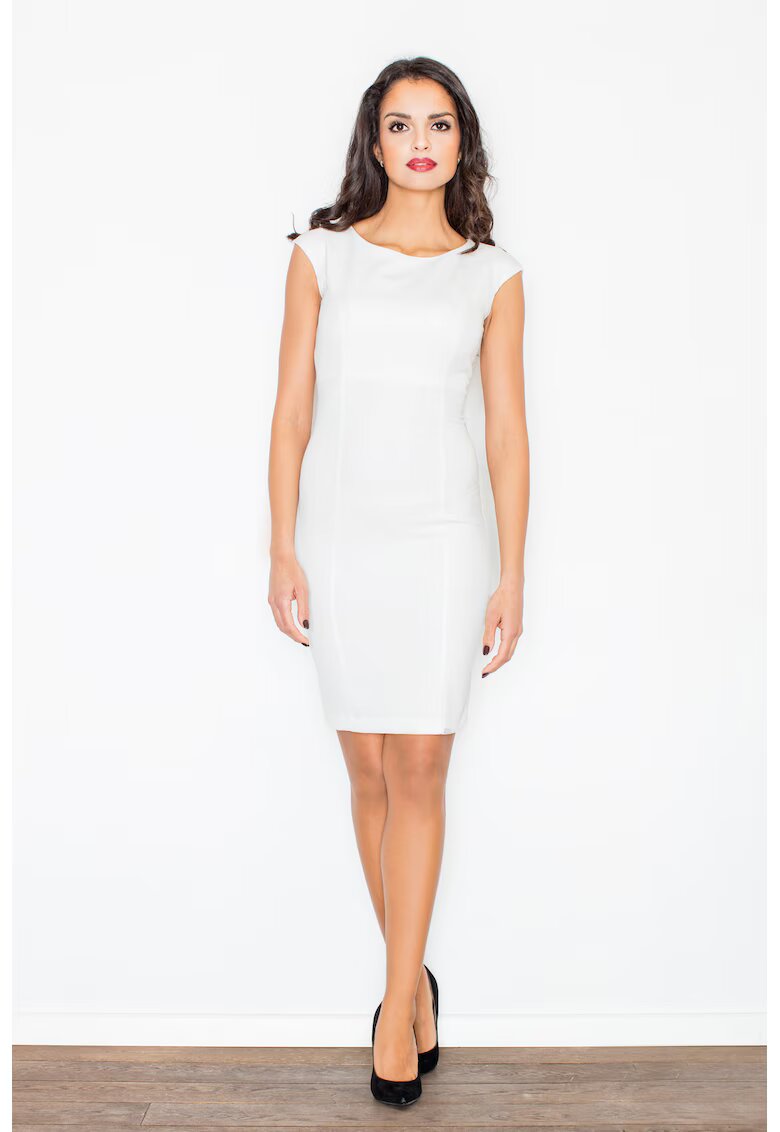 Figl Rochie creion M378 - alb - poliester - eleganta