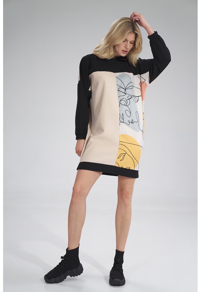 Figl Rochie cu gluga - poliester - multicolor -