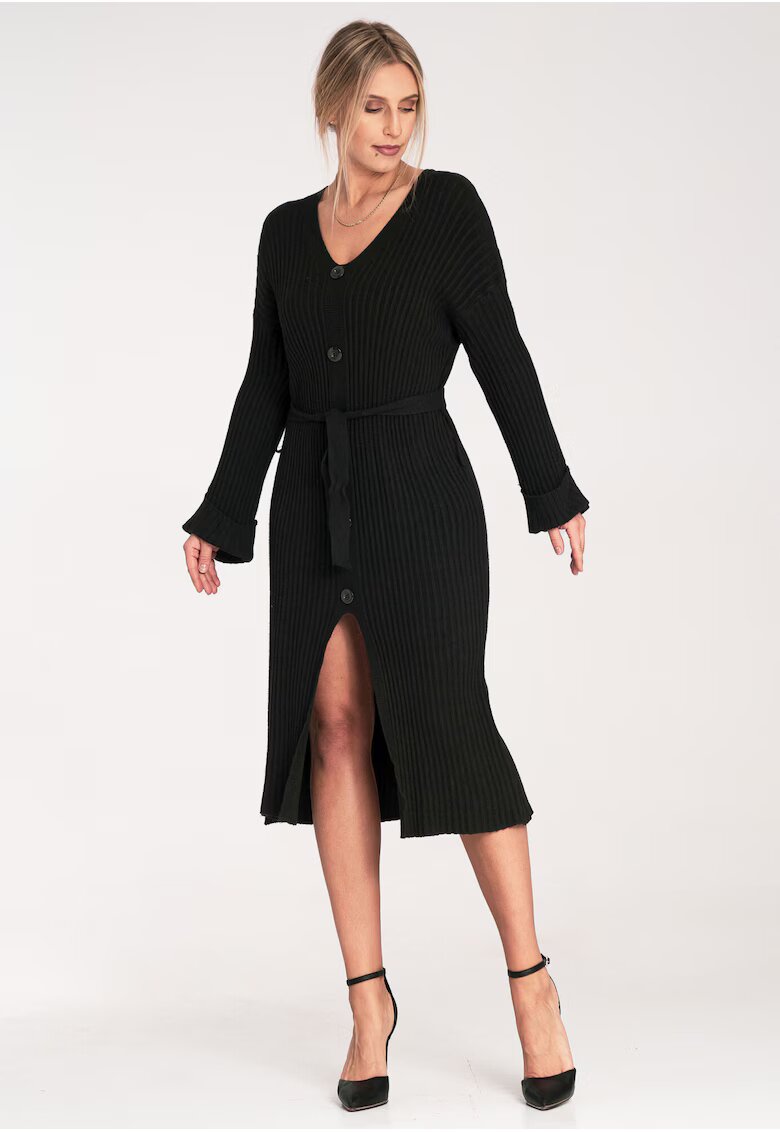 Figl Rochie cu nasturi - neagra - eleganta - din viscoza -