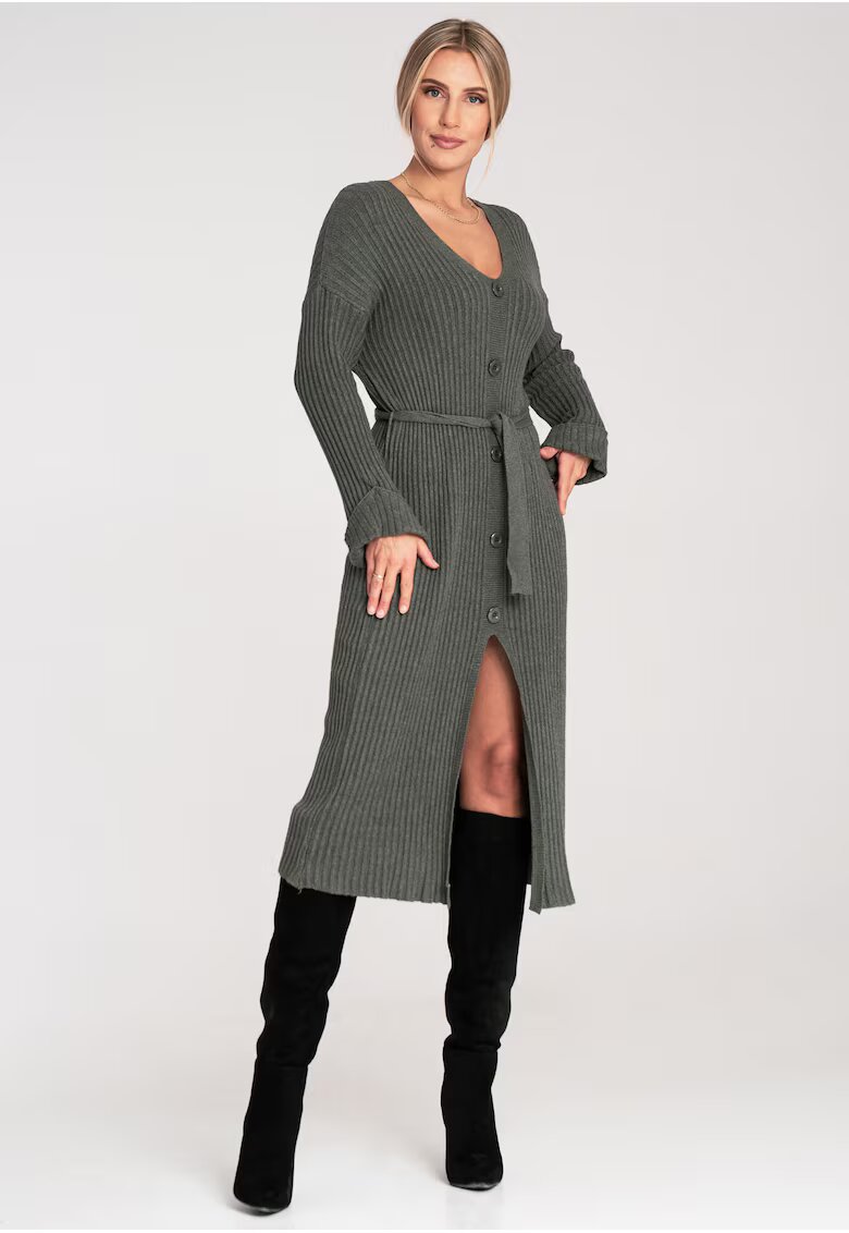 Figl Rochie cu nasturi - verde olive - viscoza -
