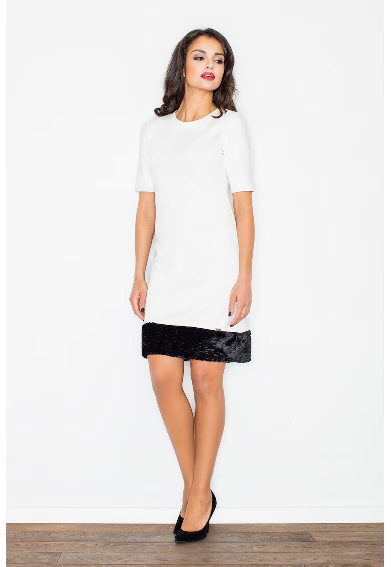 Figl Rochie dama M429 - eleganta - maneci scurte - ecru - viscoza