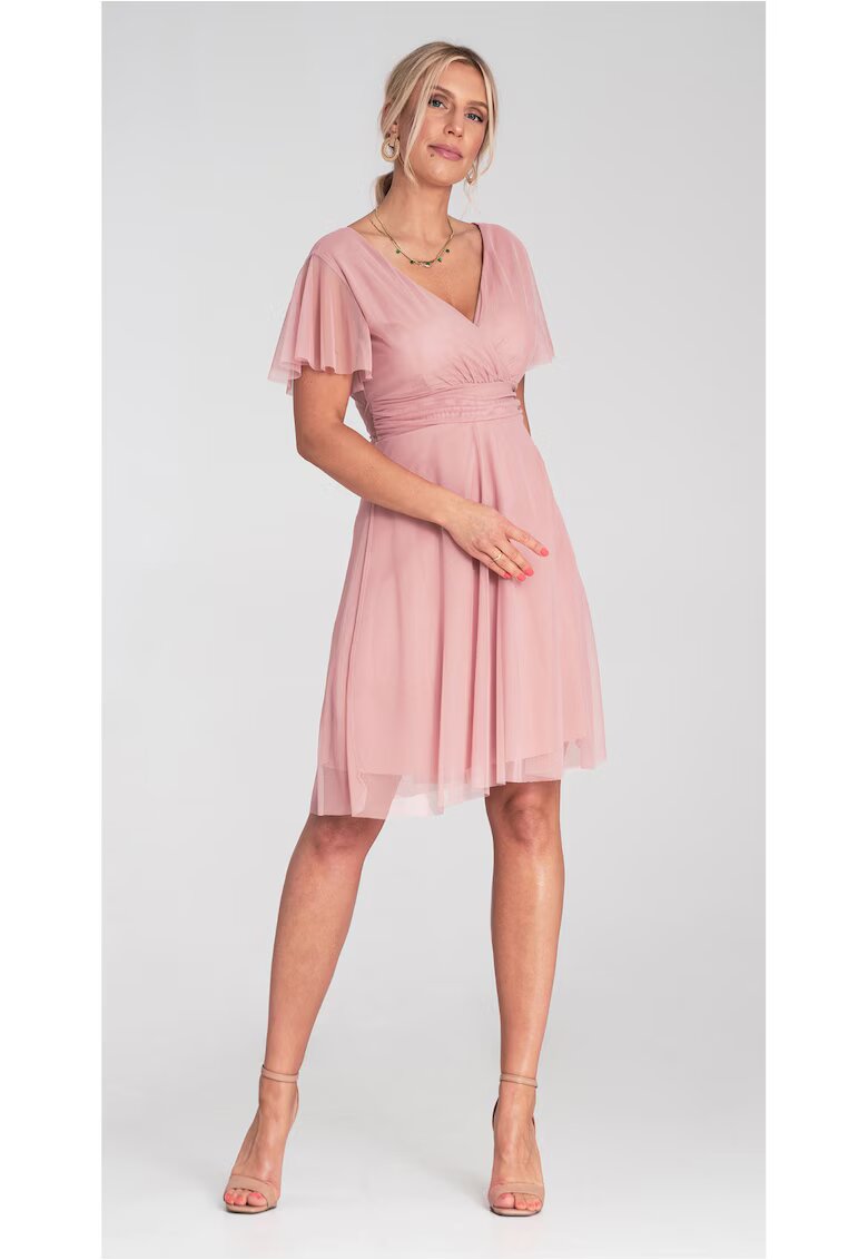 Figl Rochie de petrecere - M1206 - roz - din plasa -