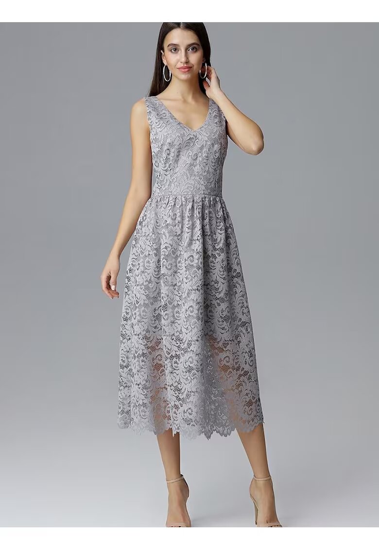 Figl Rochie de seara - gri - din material elegant -