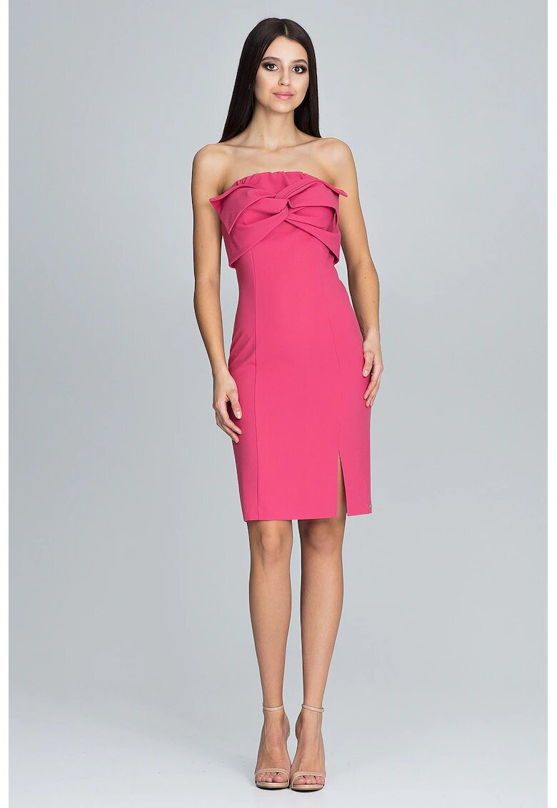 Figl Rochie de seara M571 - coral - fara bretele - croiala creion - poliester 100%