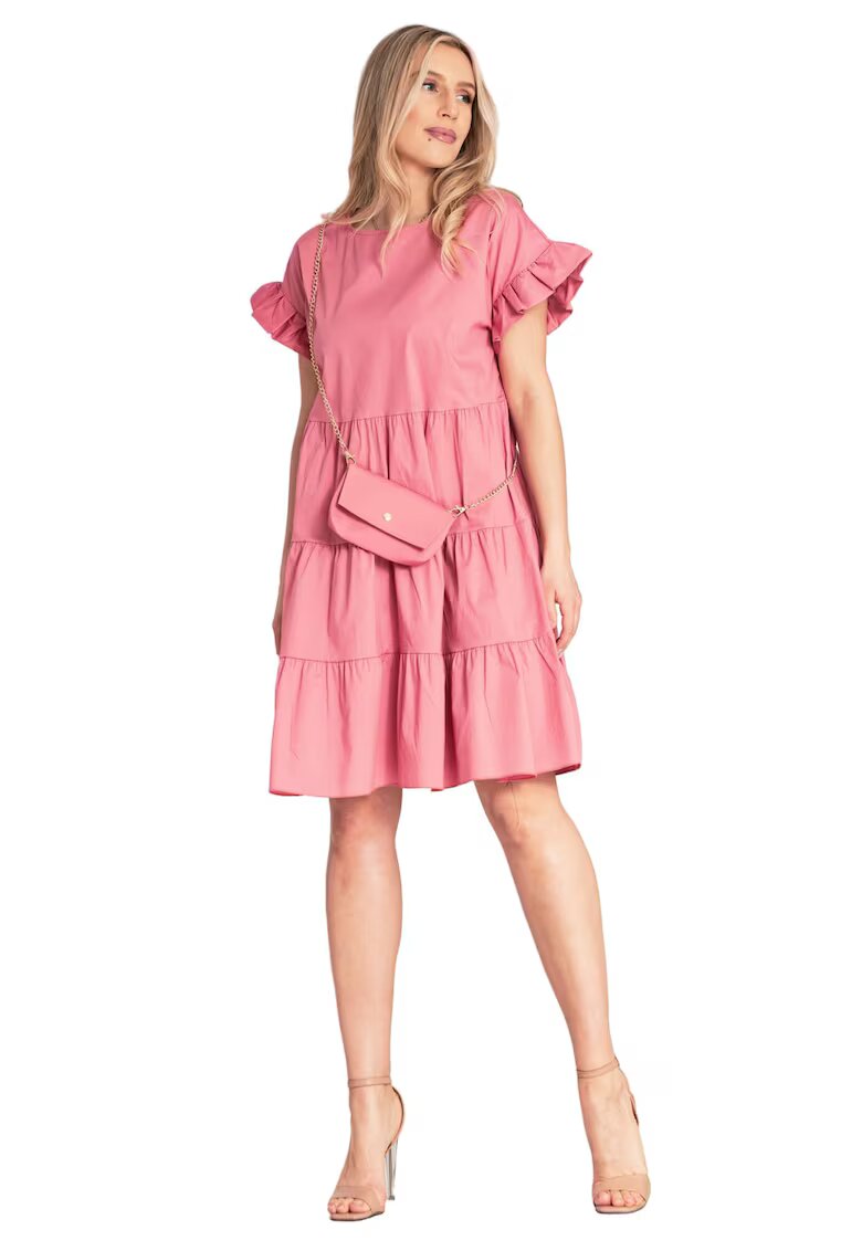 Figl Rochie de vara - cu volane - roz - bumbac/elastan -