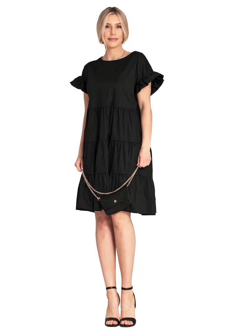 Figl Rochie de vara - M1182 - volane - neagra - bumbac -
