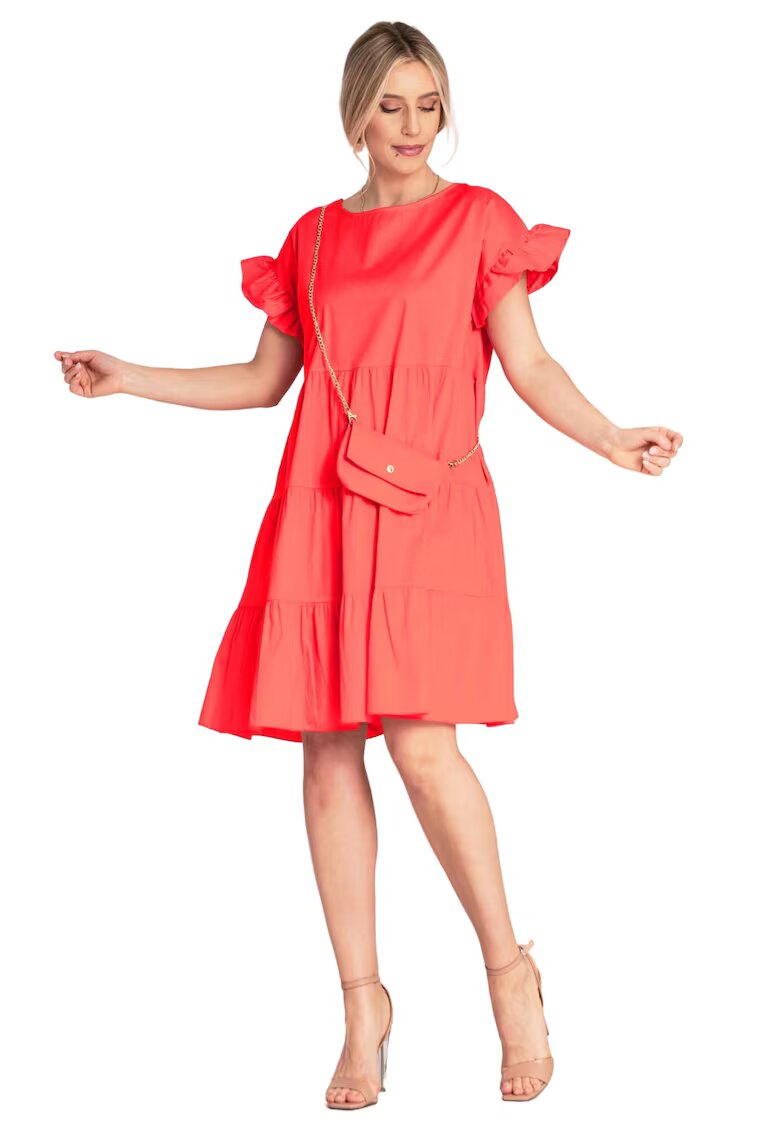 Figl Rochie de vara - M1182 - volane - rosu - bumbac/elastan -