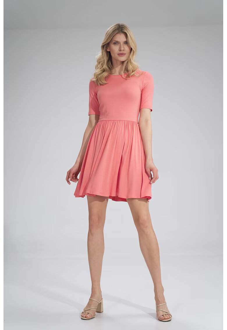 Figl Rochie de vara - maneca scurta - culoare coral - viscoza