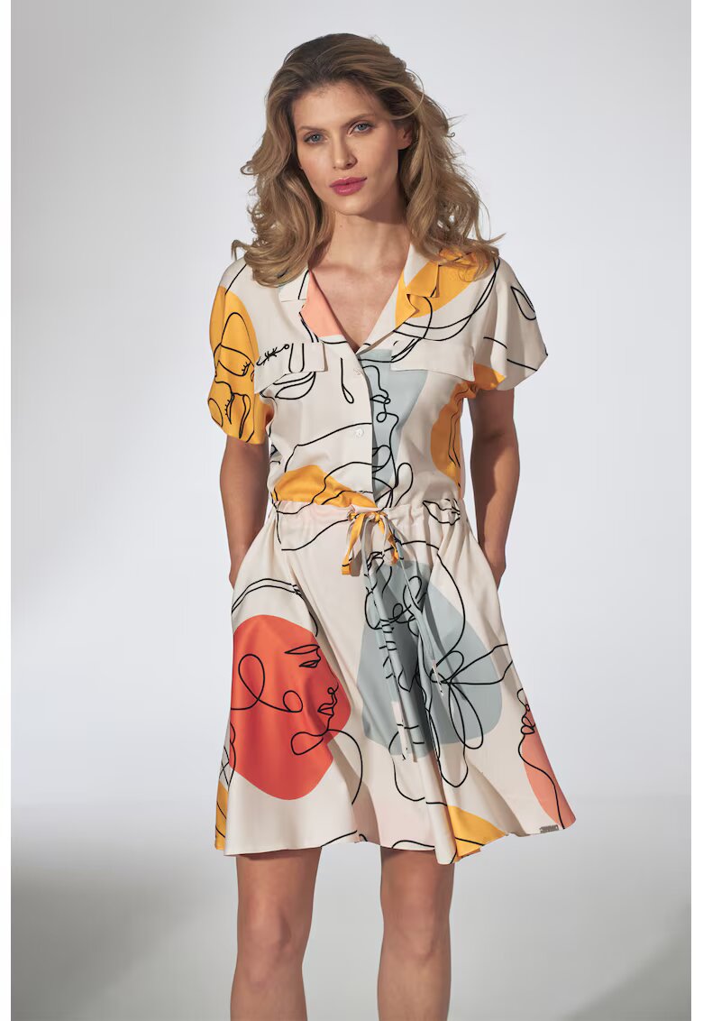 Figl Rochie de vara - model descheiat - multicolor - poliester