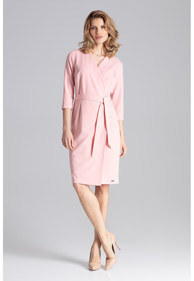 Figl Rochie eleganta - cu curea - roz - poliester -
