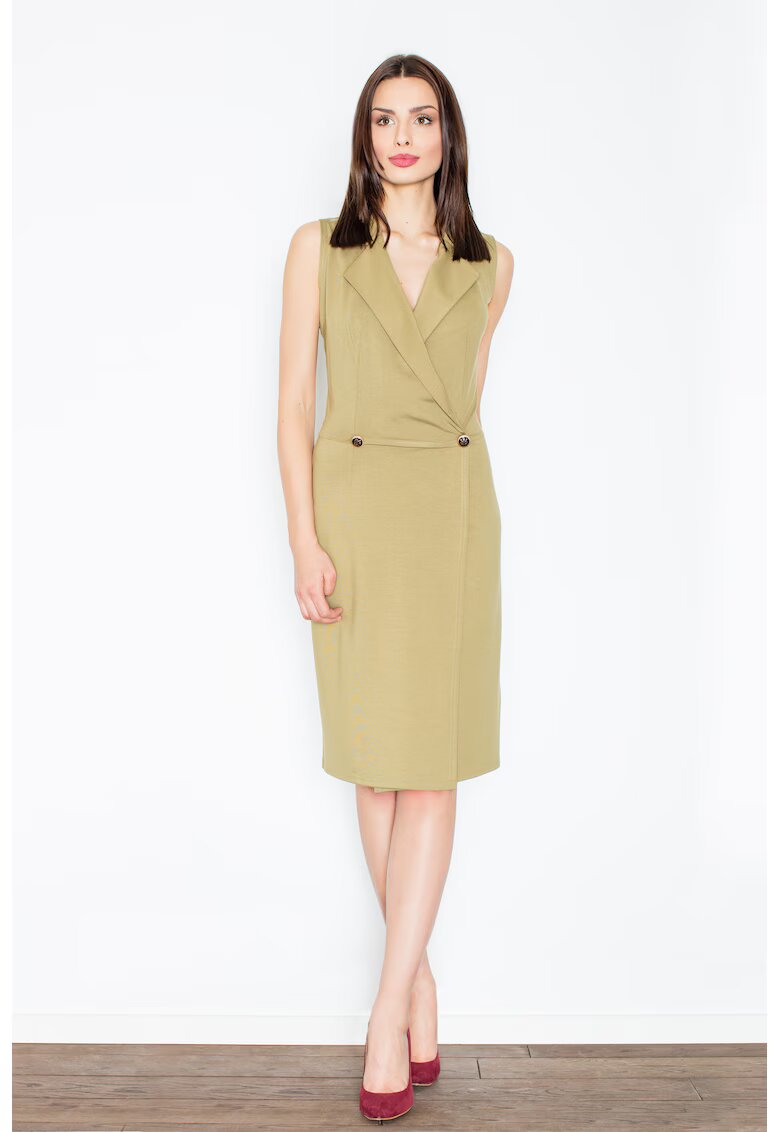 Figl Rochie eleganta M443 - fara maneci - verde - viscoza