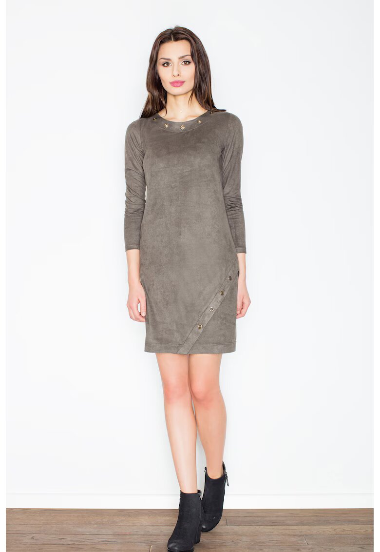 Figl Rochie eleganta M455 - verde - din poliester - cu maneca lunga