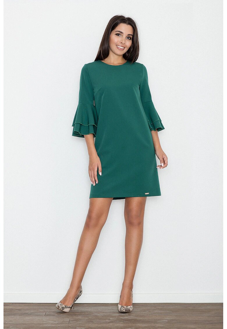 Figl Rochie eleganta M564 - verde - cu volane - poliester - viscoza -