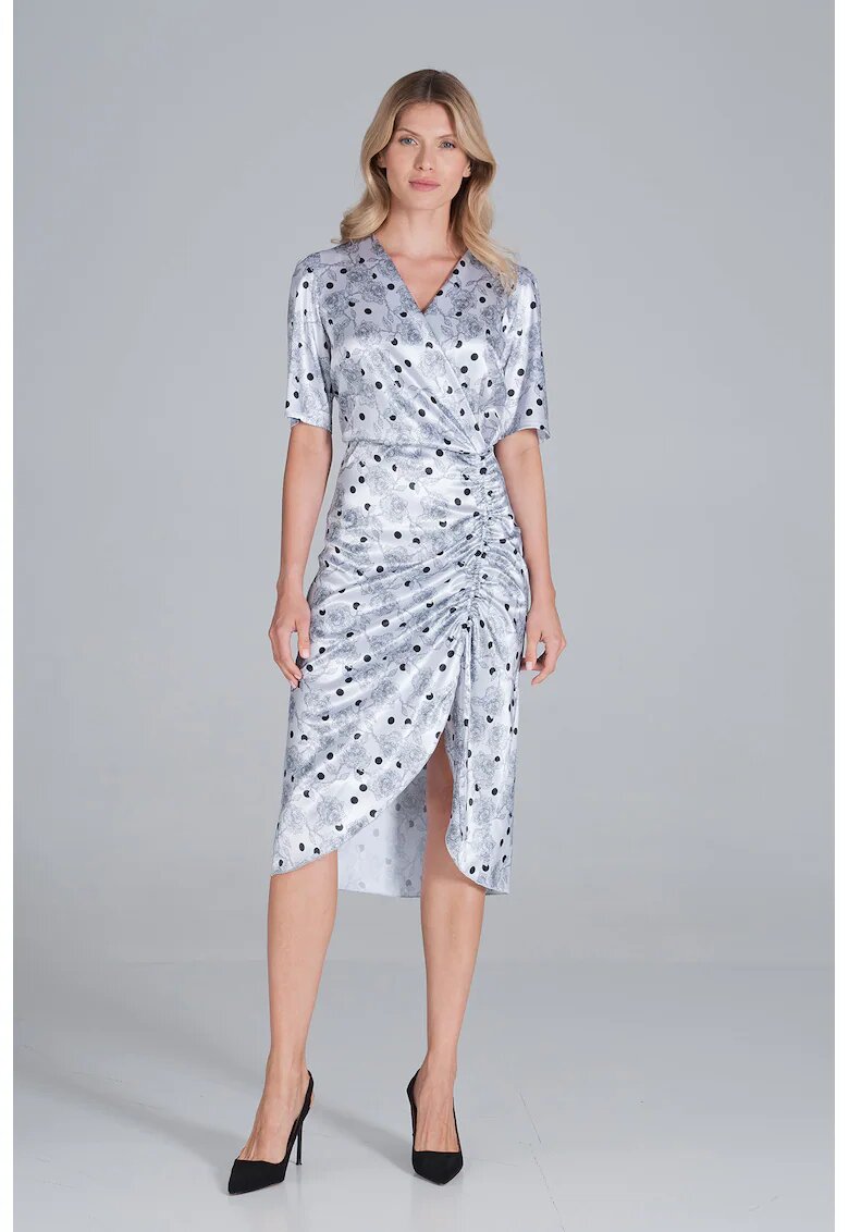 Figl Rochie eleganta - poliester - cu volane - gri -