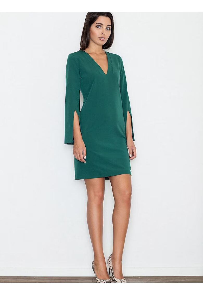 Figl Rochie eleganta - verde - maneci cu fante - material poliester