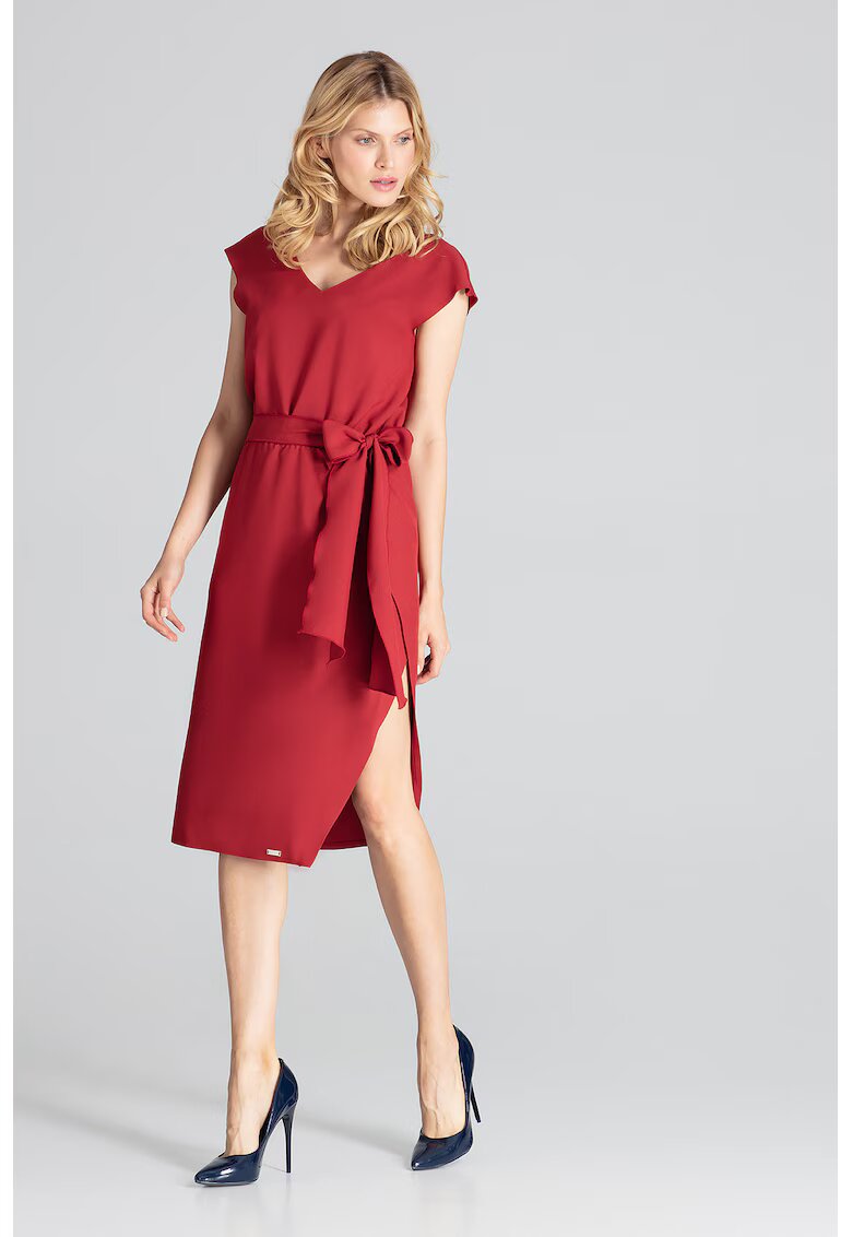 Figl Rochie eleganta - visiniu - cu fundita - poliester
