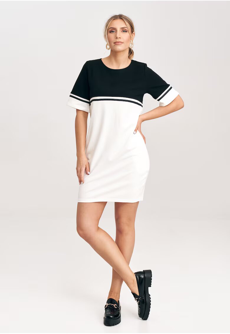 Figl Rochie hanorac - bumbac - ecru-negru