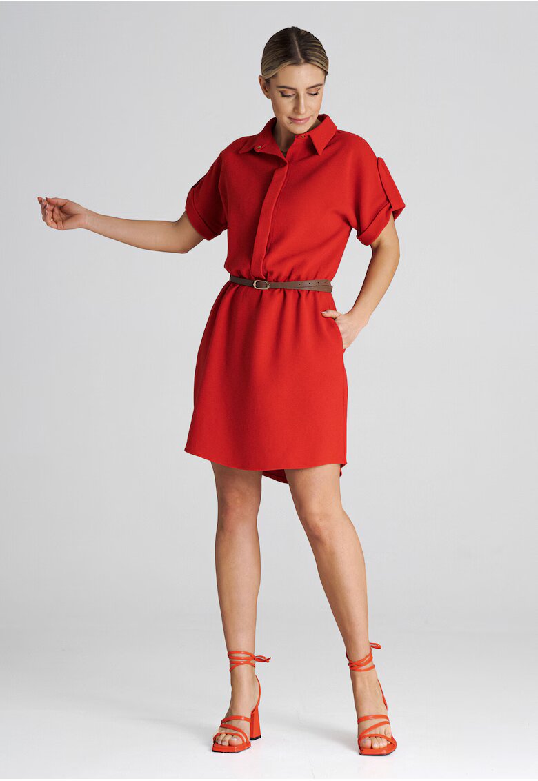 Figl Rochie lejera - curea rosie - poliester