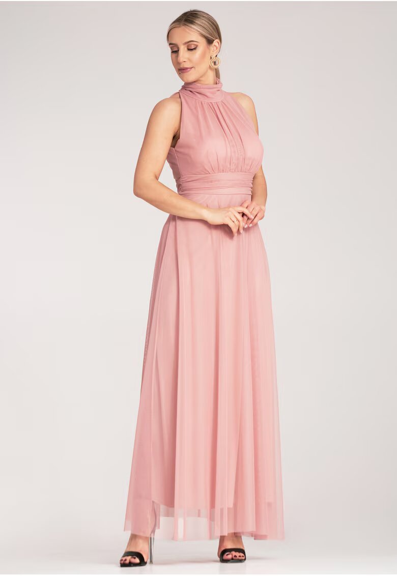 Figl Rochie lunga de seara - roz - material usor - poliester -