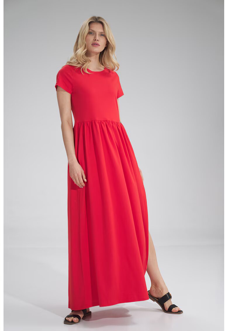 Figl Rochie lunga rosie - bumbac - cu fanta