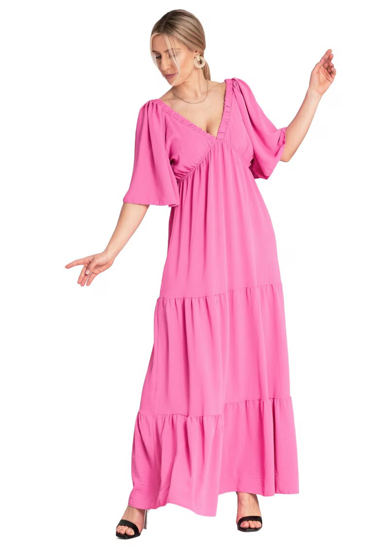 Figl Rochie lunga volane - fuchsia - poliester -