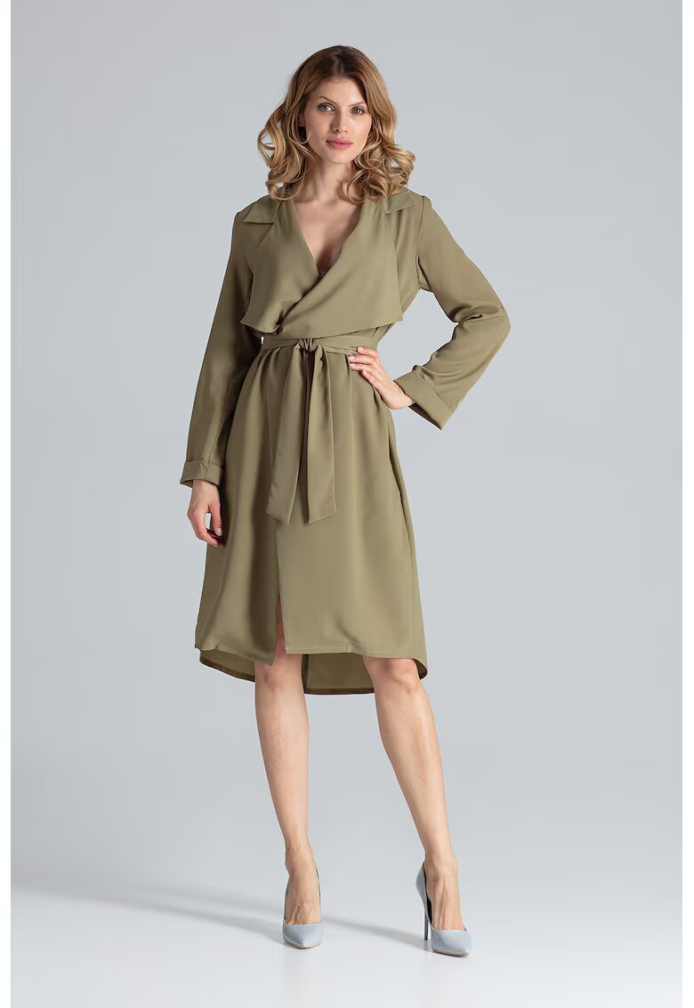 Figl Rochie M464 - maneci lungi - verde - poliester
