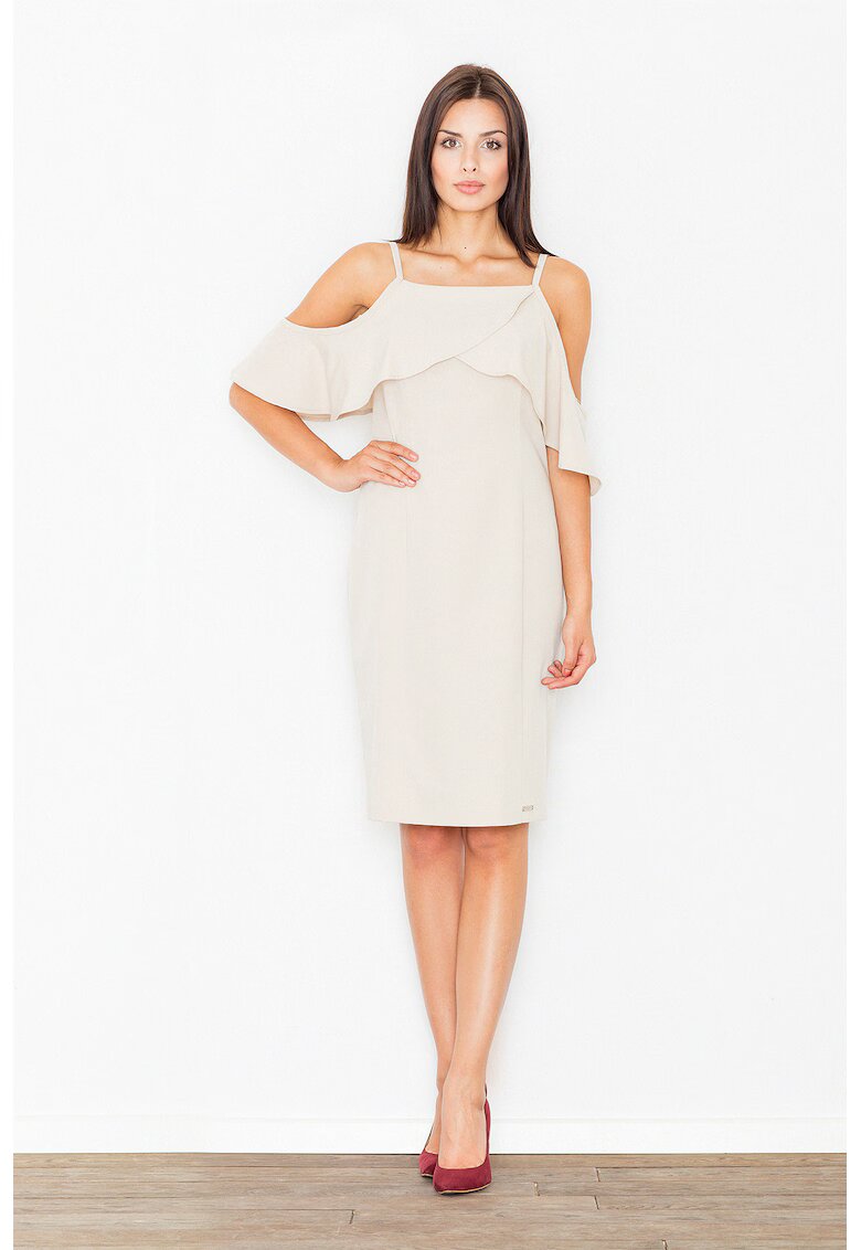Figl Rochie M478 - bej - cu umeri goi - poliester 65% - viscoza 35% -