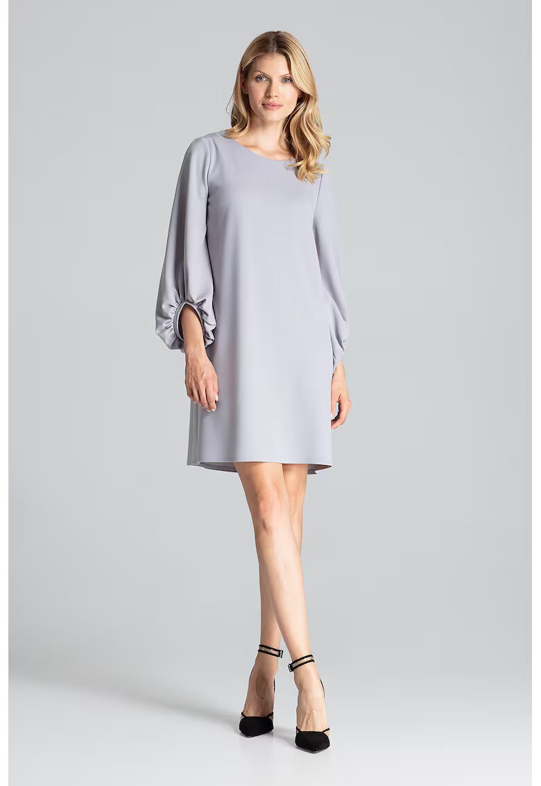 Figl Rochie M693 - gri - maneci bufante - poliester-elastan