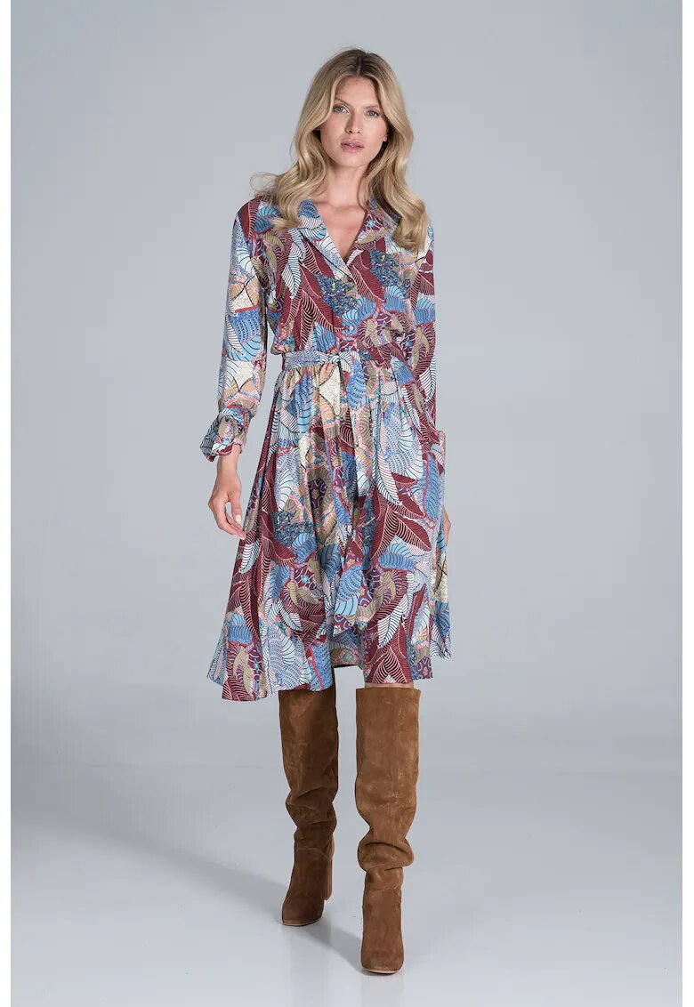 Figl Rochie M838 - midi - cu imprimeu floral - viscoza - multicolor