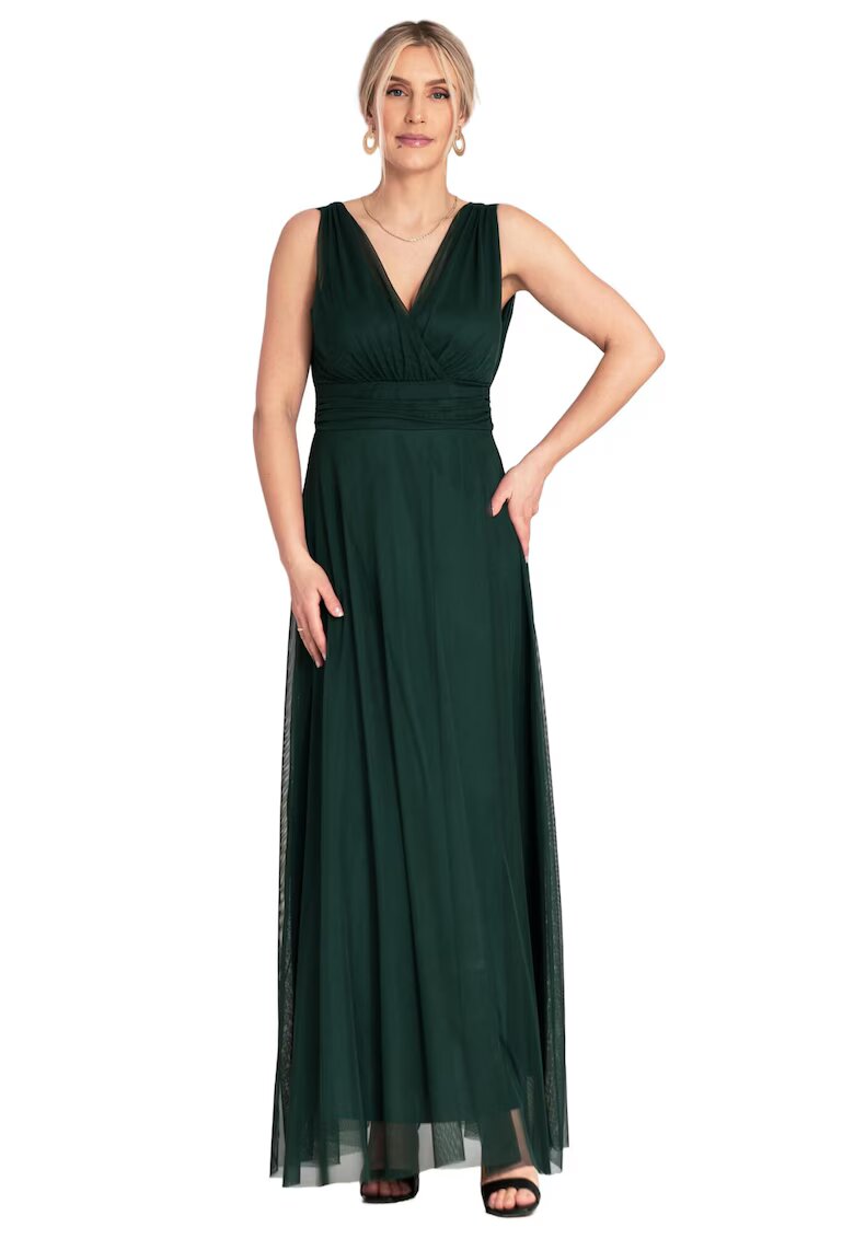 Figl Rochie maxi de seara - cu volane - verde - poliester/elastan -