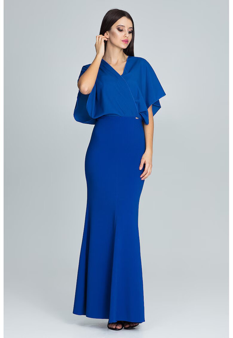 Figl Rochie maxi de seara maneci evazate - albastru - eleganta - poliester