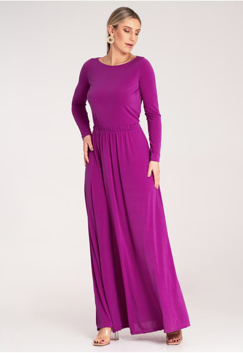 Figl Rochie maxi - fucsia - maneci lungi - poliester