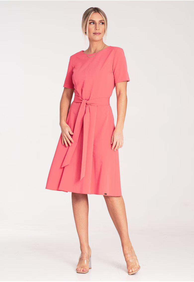 Figl Rochie midi A-line - eleganta - coral - poliester