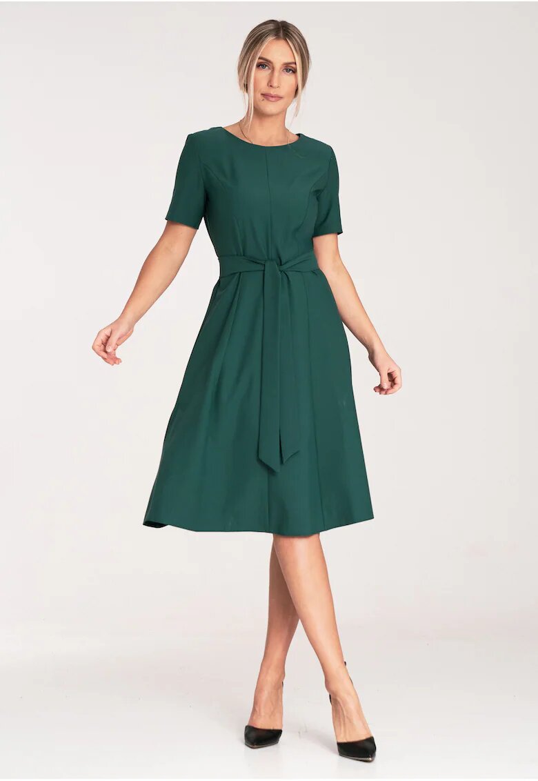 Figl Rochie midi A-line - eleganta - verde - poliester