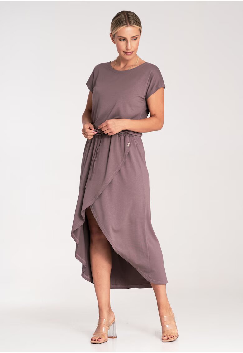 Figl Rochie midi asimetrica M1041 - culoare maro - viscoza