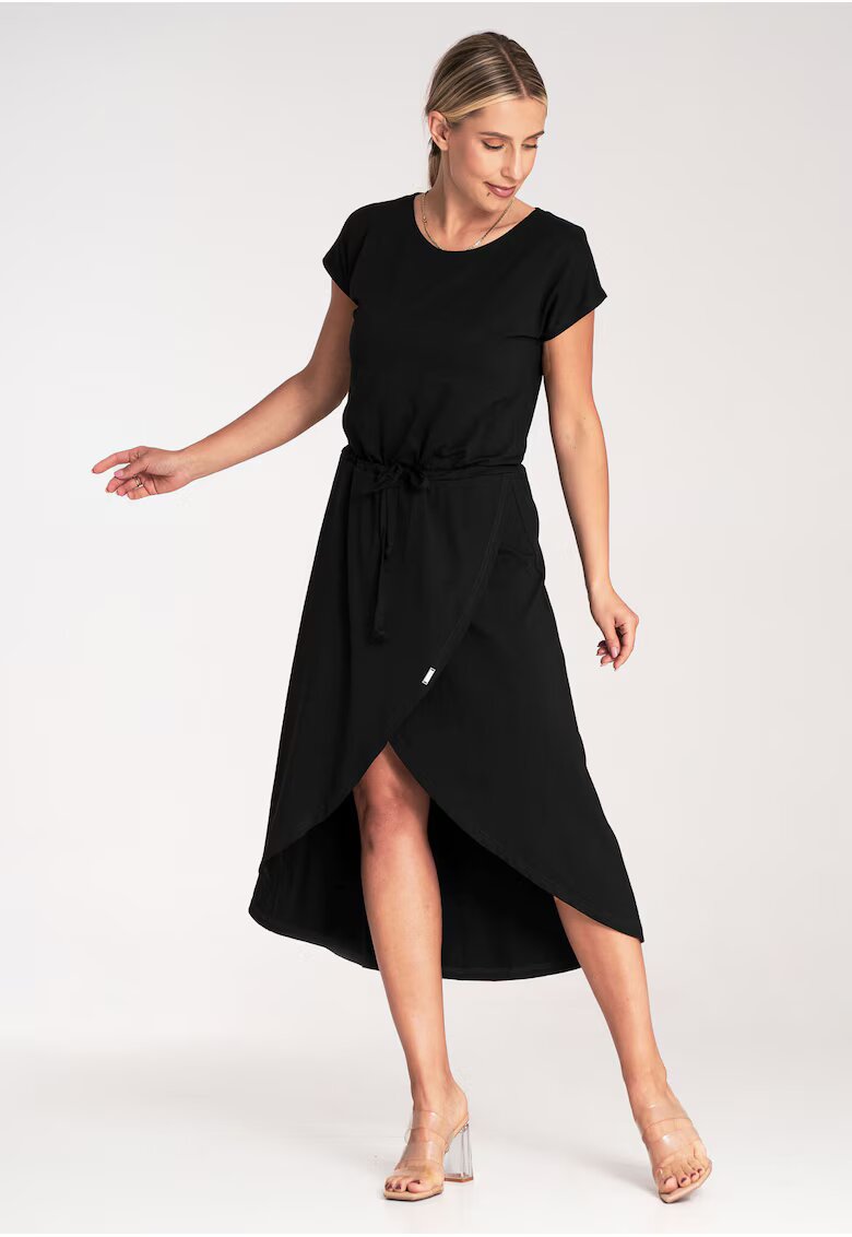 Figl Rochie midi asimetrica - viscoza - negru