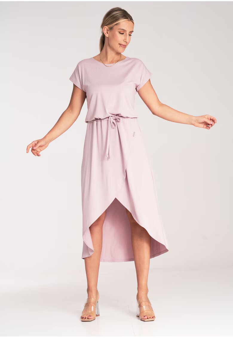 Figl Rochie midi asimetrica - viscoza - roz