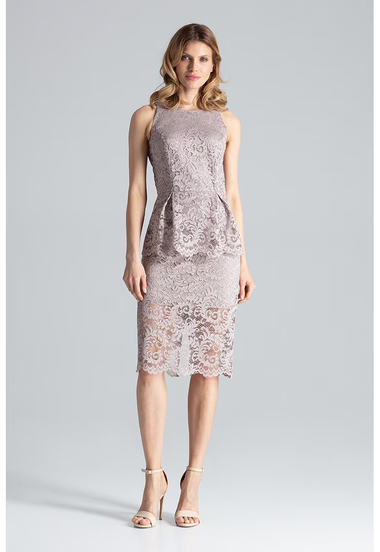 Figl Rochie midi - dantela - bej - poliester -