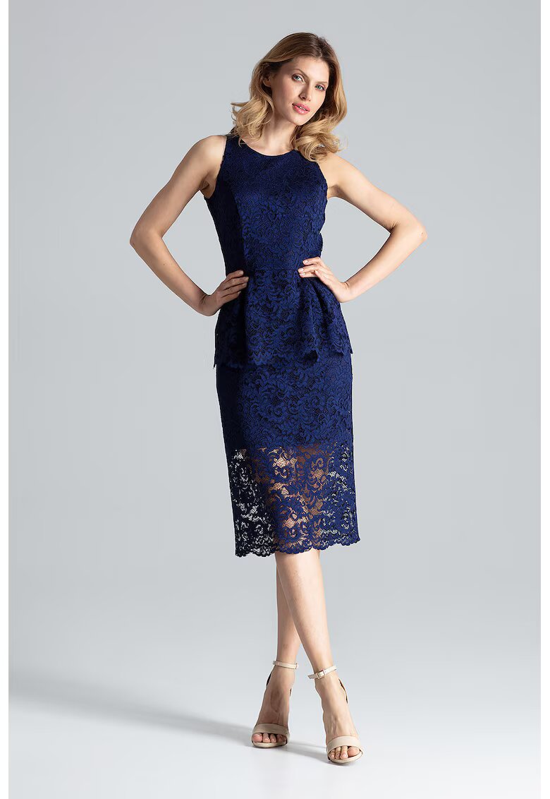 Figl Rochie midi - dantela - bleumarin - poliester -